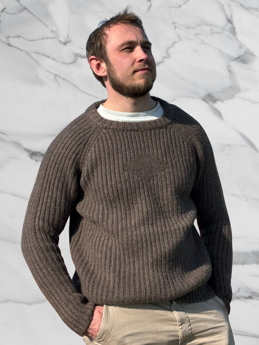 Brown heavyweight cashmere sweater men - Creare Optimi